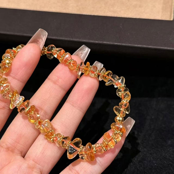 Crystal Paradise Golden Spark Brazilian Citrine Bracelet – Handmade Natural Brazilian Citrine Wealth Crystal Bracelet 💛✨