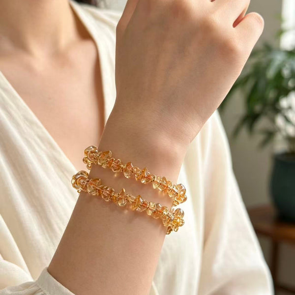 Crystal Paradise Golden Spark Brazilian Citrine Bracelet – Handmade Natural Brazilian Citrine Wealth Crystal Bracelet 💛✨
