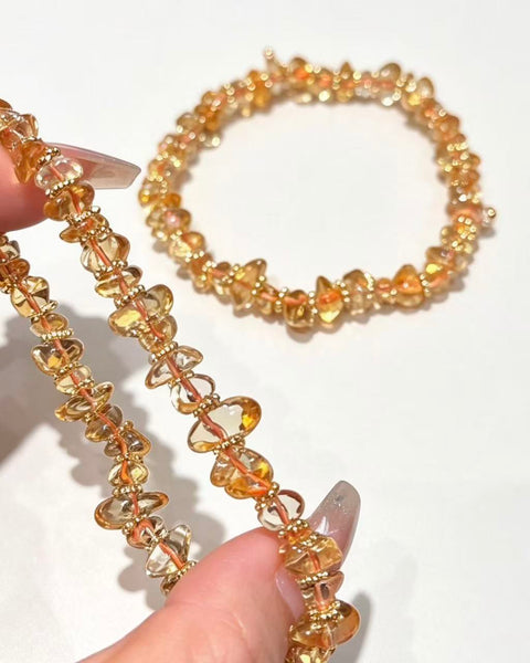 Crystal Paradise Golden Spark Brazilian Citrine Bracelet – Handmade Natural Brazilian Citrine Wealth Crystal Bracelet 💛✨