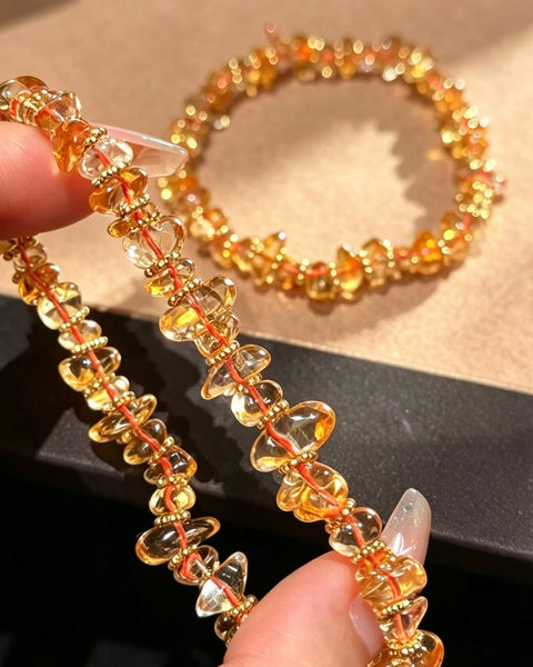 Crystal Paradise Golden Spark Brazilian Citrine Bracelet – Handmade Natural Brazilian Citrine Wealth Crystal Bracelet 💛✨