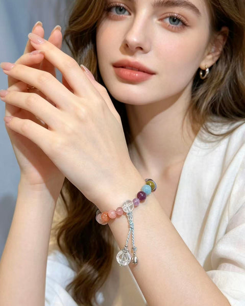 Crystal Paradise Eighteen Crystal Treasure Bracelet – Handmade Multi-Gem Eighteen Seeds Blessing Bracelet 🌸
