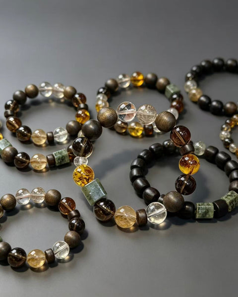 Crystal Paradise Shuhari Pure Realm Bracelet – Handmade Smoky Quartz, Hetian Jade, Phantom Quartz, White Quartz, Agarwood & Amber Energy Bracelet 🙏