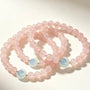 Crystal Paradise Summer Sweet Rose Quartz Bracelet – Natural Pink Crystal Beaded Bracelet with Clear Quartz Energy Ring 🍧🌸