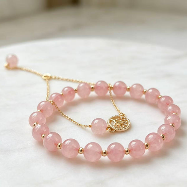 Crystal Paradise Rose Quartz Love Set – Natural Pink Crystal Bracelet Set with 14K Gold-Filled Accents ❤️