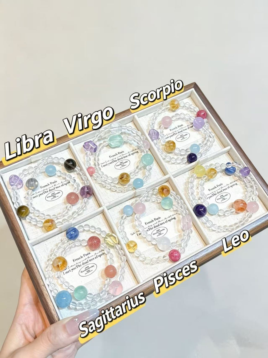 Crystal Paradise Zodiac Energy Bracelet – Personalized Crystal Beaded Bracelet for 12 Star Signs ❤️🌌