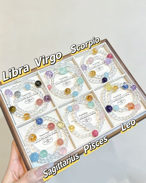 Crystal Paradise Zodiac Energy Bracelet – Personalized Crystal Beaded Bracelet for 12 Star Signs ❤️🌌