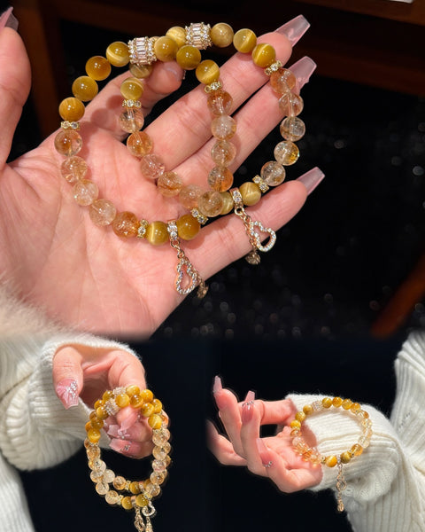 Crystal ParadiseTiger’s Eye & Citrine Energy Bracelet – Handmade Abundance & Confidence Beaded Jewelry 💰✨