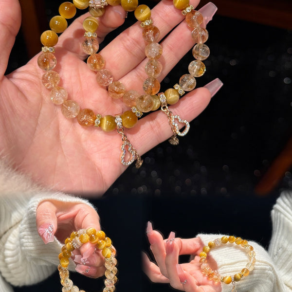 Crystal ParadiseTiger’s Eye & Citrine Energy Bracelet – Handmade Abundance & Confidence Beaded Jewelry 💰✨