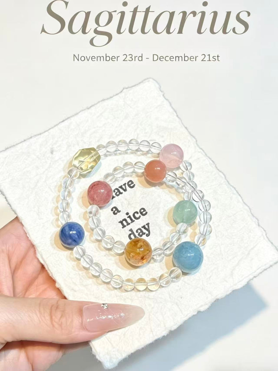 Crystal Paradise Zodiac Energy Bracelet – Personalized Crystal Beaded Bracelet for 12 Star Signs ❤️🌌