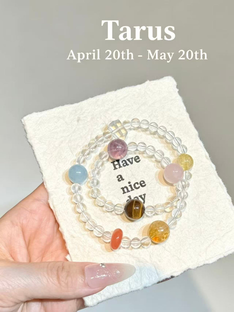 Crystal Paradise Zodiac Energy Bracelet – Personalized Crystal Beaded Bracelet for 12 Star Signs ❤️🌌