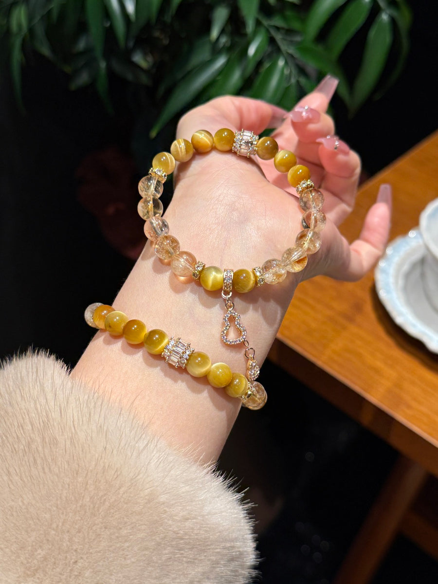 Crystal ParadiseTiger’s Eye & Citrine Energy Bracelet – Handmade Abundance & Confidence Beaded Jewelry 💰✨