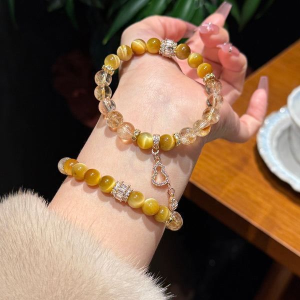 Crystal ParadiseTiger’s Eye & Citrine Energy Bracelet – Handmade Abundance & Confidence Beaded Jewelry 💰✨