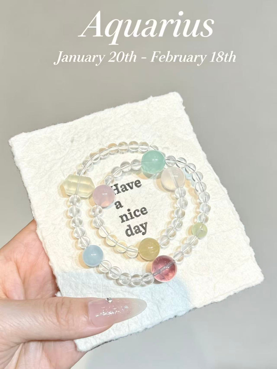 Crystal Paradise Zodiac Energy Bracelet – Personalized Crystal Beaded Bracelet for 12 Star Signs ❤️🌌