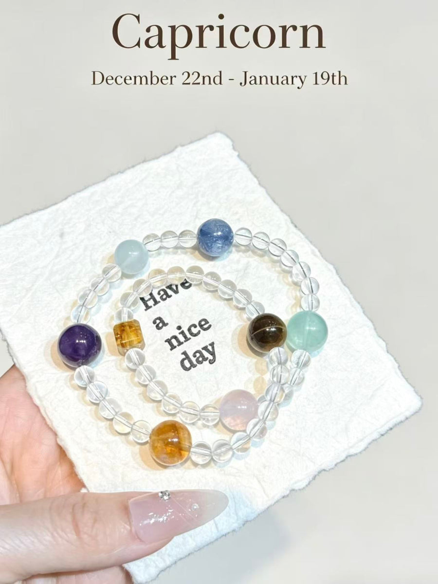 Crystal Paradise Zodiac Energy Bracelet – Personalized Crystal Beaded Bracelet for 12 Star Signs ❤️🌌