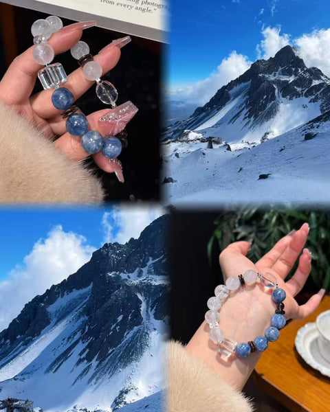 Crystal Paradise Blue & White Crystal Bracelet – Handmade Calm & Protection Energy Jewelry 💙🤍