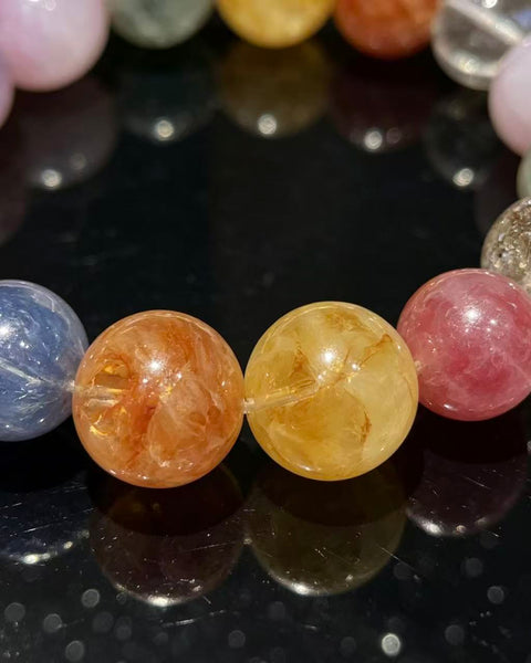 Crystal Paradise Summer Macaron Multi-Gem Bracelet – Limited Edition Colorful Crystal Energy Bracelet 🍃🧊✨