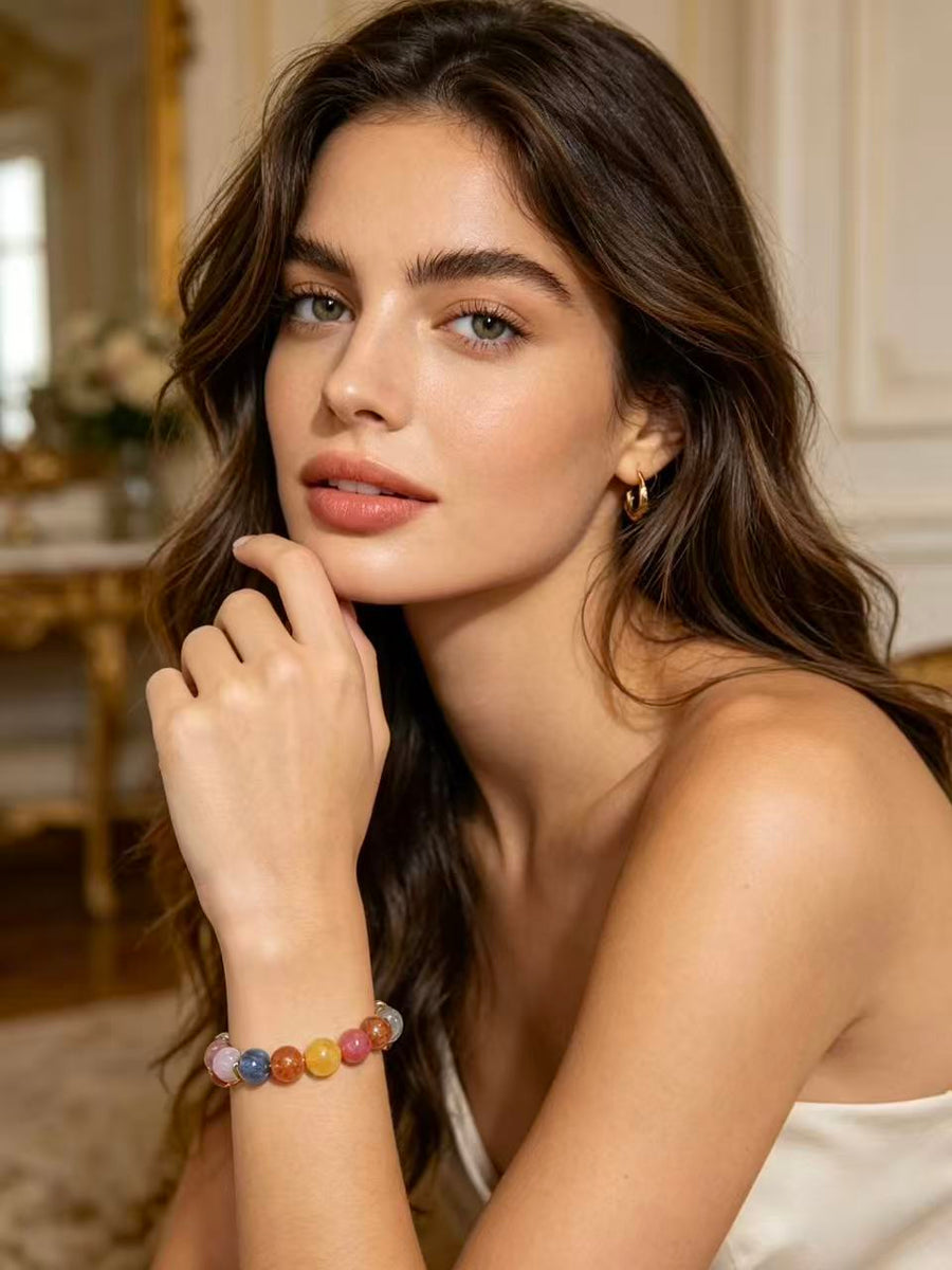 Crystal Paradise Summer Macaron Multi-Gem Bracelet – Limited Edition Colorful Crystal Energy Bracelet 🍃🧊✨