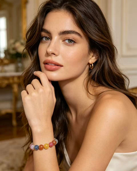 Crystal Paradise Summer Macaron Multi-Gem Bracelet – Limited Edition Colorful Crystal Energy Bracelet 🍃🧊✨