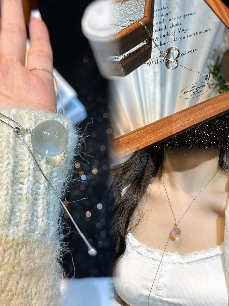 Crystal Paradise White Crystal Pendant Necklace – S925 Sterling Silver Chain with 16mm Statement Stone