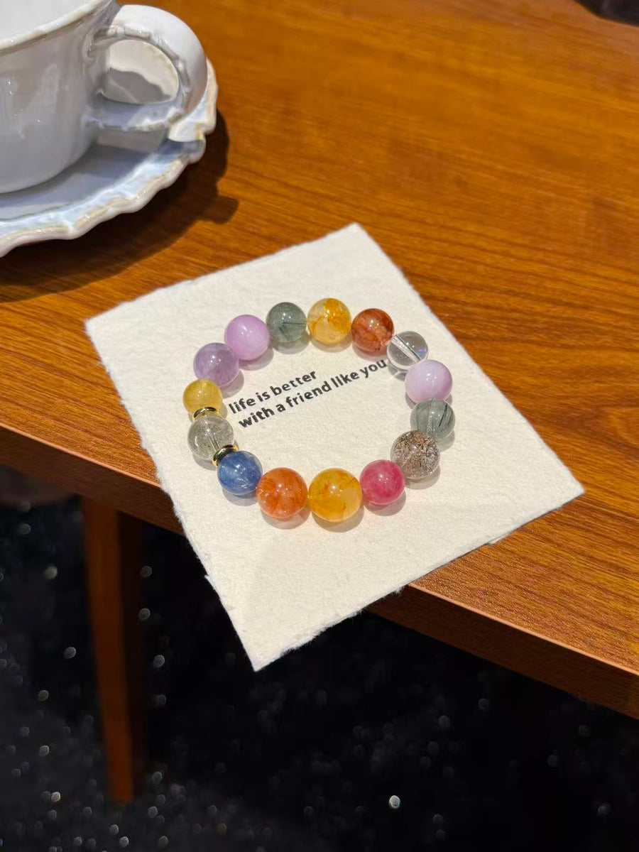 Crystal Paradise Summer Macaron Multi-Gem Bracelet – Limited Edition Colorful Crystal Energy Bracelet 🍃🧊✨