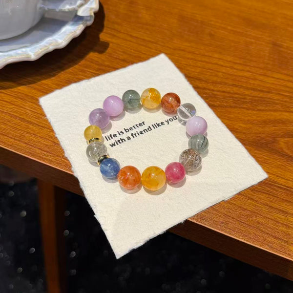 Crystal Paradise Summer Macaron Multi-Gem Bracelet – Limited Edition Colorful Crystal Energy Bracelet 🍃🧊✨
