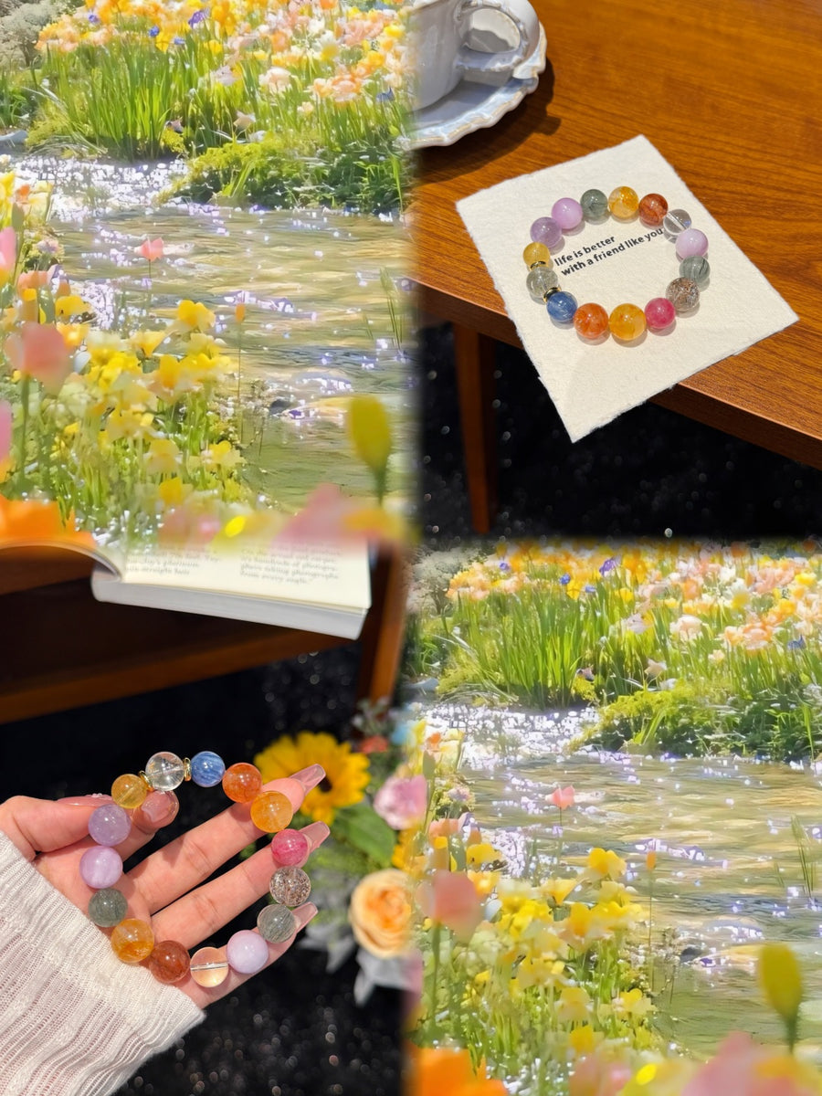 Crystal Paradise Summer Macaron Multi-Gem Bracelet – Limited Edition Colorful Crystal Energy Bracelet 🍃🧊✨