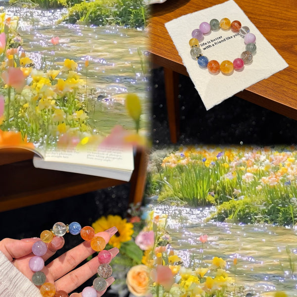 Crystal Paradise Summer Macaron Multi-Gem Bracelet – Limited Edition Colorful Crystal Energy Bracelet 🍃🧊✨
