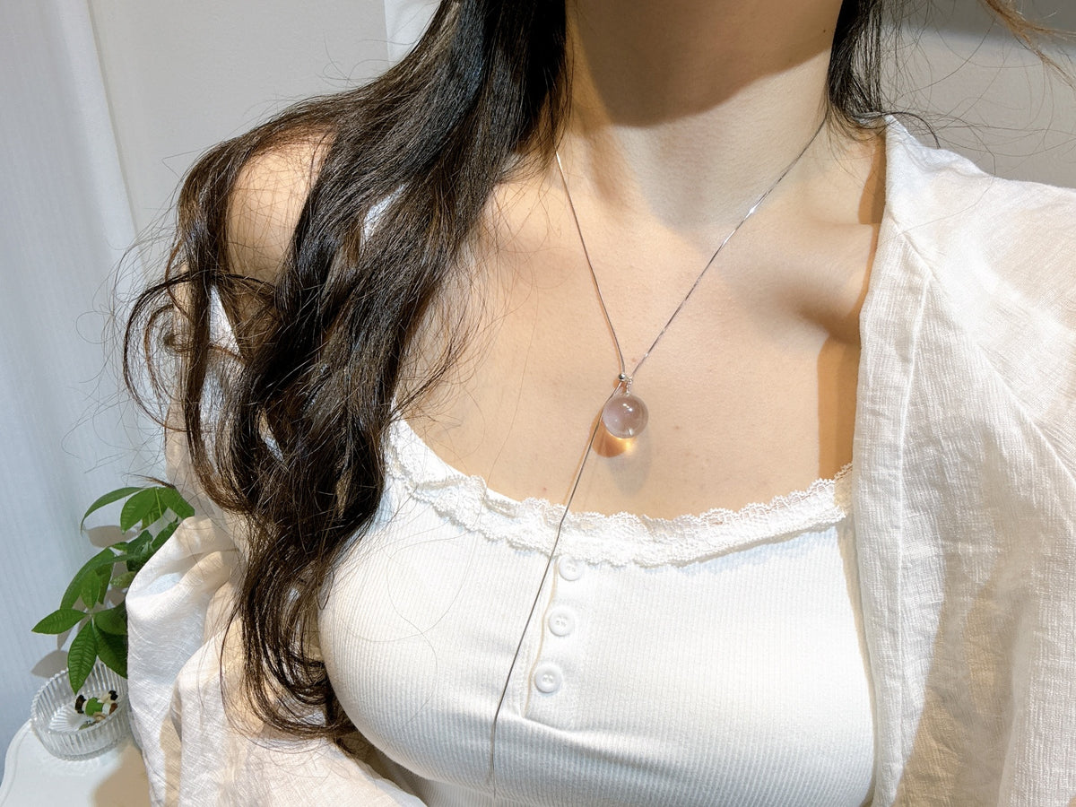 Crystal Paradise White Crystal Pendant Necklace – S925 Sterling Silver Chain with 16mm Statement Stone