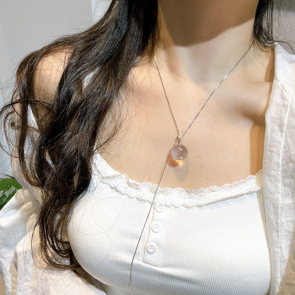 Crystal Paradise White Crystal Pendant Necklace – S925 Sterling Silver Chain with 16mm Statement Stone