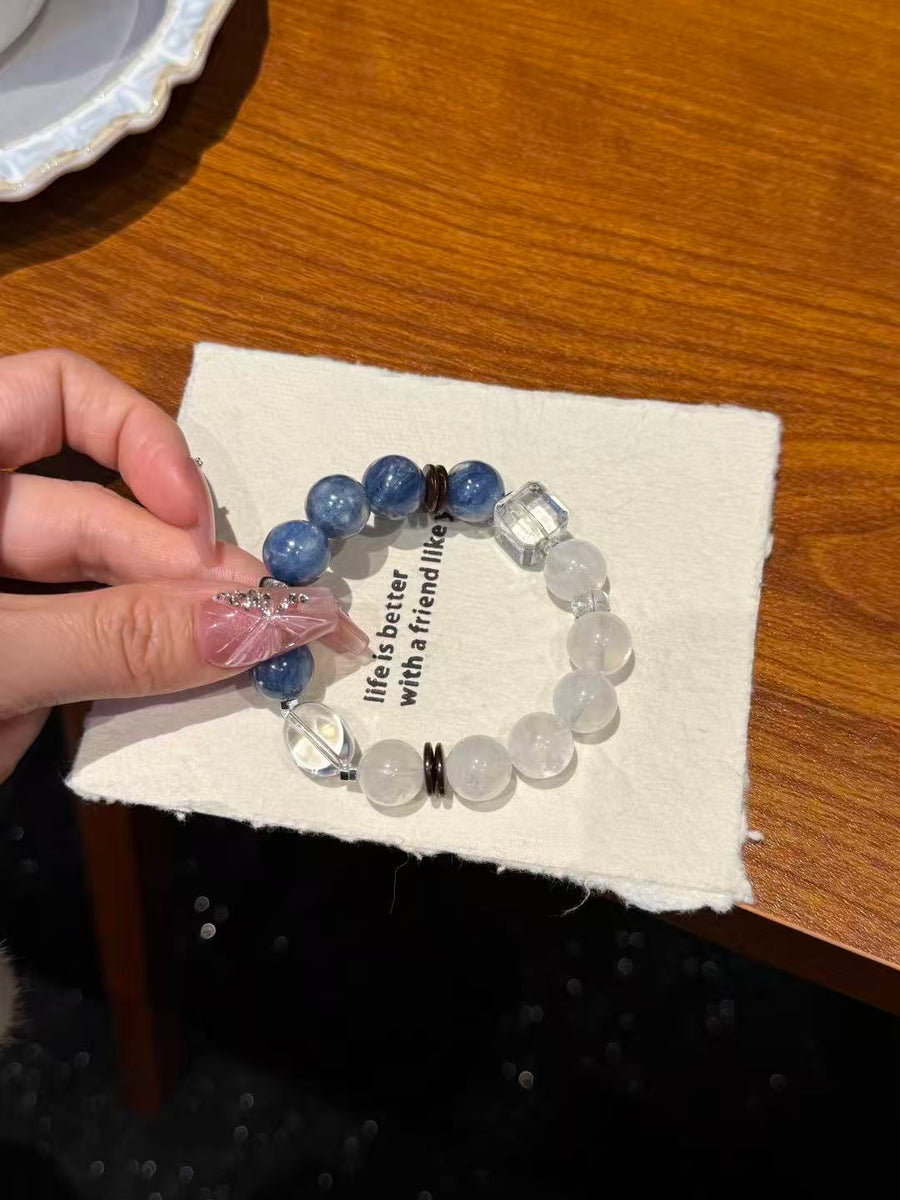 Crystal Paradise Blue & White Crystal Bracelet – Handmade Calm & Protection Energy Jewelry 💙🤍