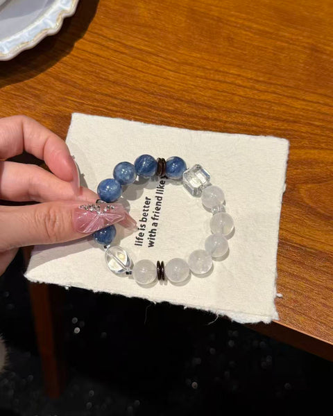 Crystal Paradise Blue & White Crystal Bracelet – Handmade Calm & Protection Energy Jewelry 💙🤍