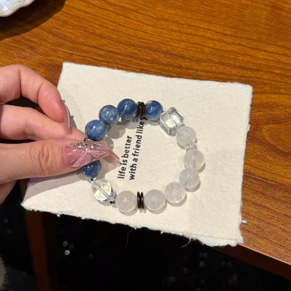 Crystal Paradise Blue & White Crystal Bracelet – Handmade Calm & Protection Energy Jewelry 💙🤍