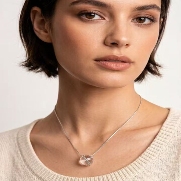 Crystal Paradise White Crystal Pendant Necklace – S925 Sterling Silver Chain with 16mm Statement Stone