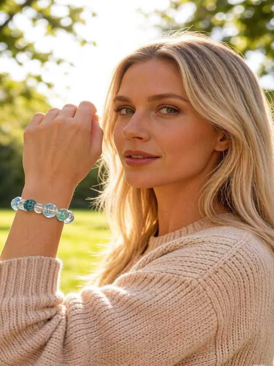Crystal Paradise Luminous Ocean Dream Bracelet – Handmade Five-Crystal Energy Bracelet for Calm, Clarity & Abundance 🌊