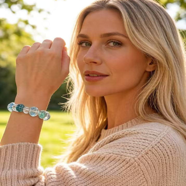 Crystal Paradise Luminous Ocean Dream Bracelet – Handmade Five-Crystal Energy Bracelet for Calm, Clarity & Abundance 🌊