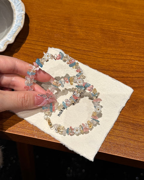 Crystal ParadiseCrystal Chip Cuff Bracelet – Hand-Strung Natural Stone Energy Bracelet