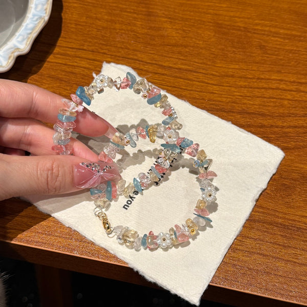 Crystal ParadiseCrystal Chip Cuff Bracelet – Hand-Strung Natural Stone Energy Bracelet