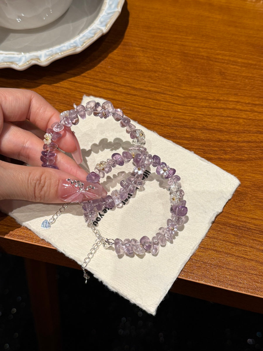 Crystal ParadiseCrystal Chip Cuff Bracelet – Hand-Strung Natural Stone Energy Bracelet