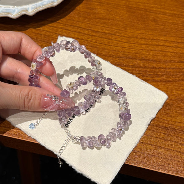 Crystal ParadiseCrystal Chip Cuff Bracelet – Hand-Strung Natural Stone Energy Bracelet