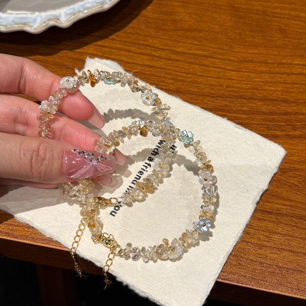 Crystal ParadiseCrystal Chip Cuff Bracelet – Hand-Strung Natural Stone Energy Bracelet