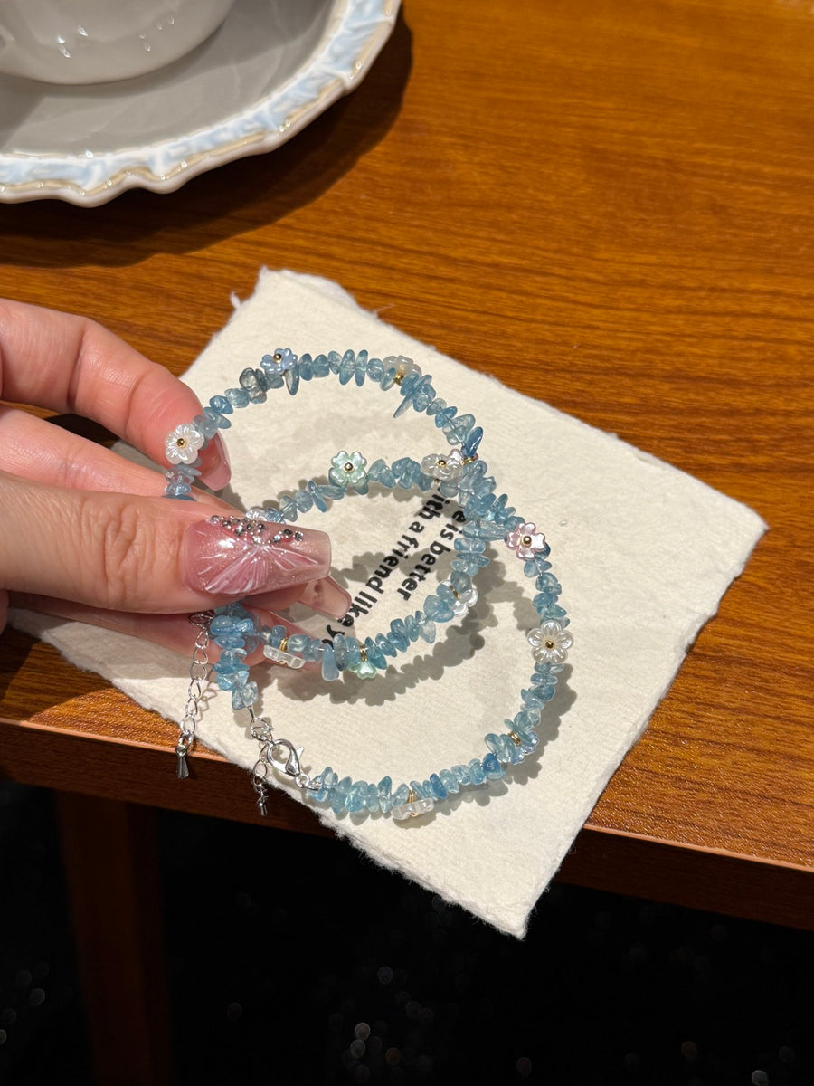 Crystal ParadiseCrystal Chip Cuff Bracelet – Hand-Strung Natural Stone Energy Bracelet