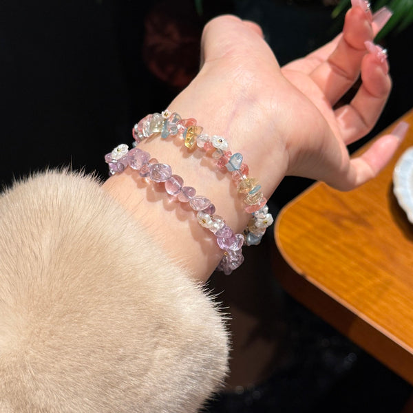 Crystal ParadiseCrystal Chip Cuff Bracelet – Hand-Strung Natural Stone Energy Bracelet