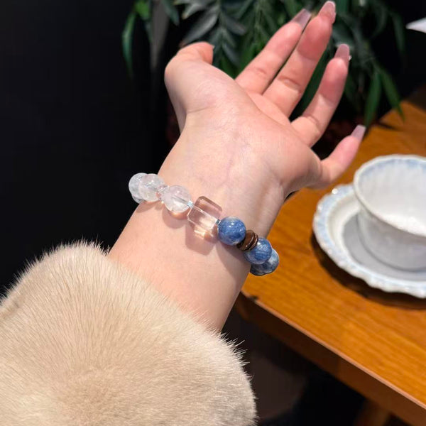 Crystal Paradise Blue & White Crystal Bracelet – Handmade Calm & Protection Energy Jewelry 💙🤍