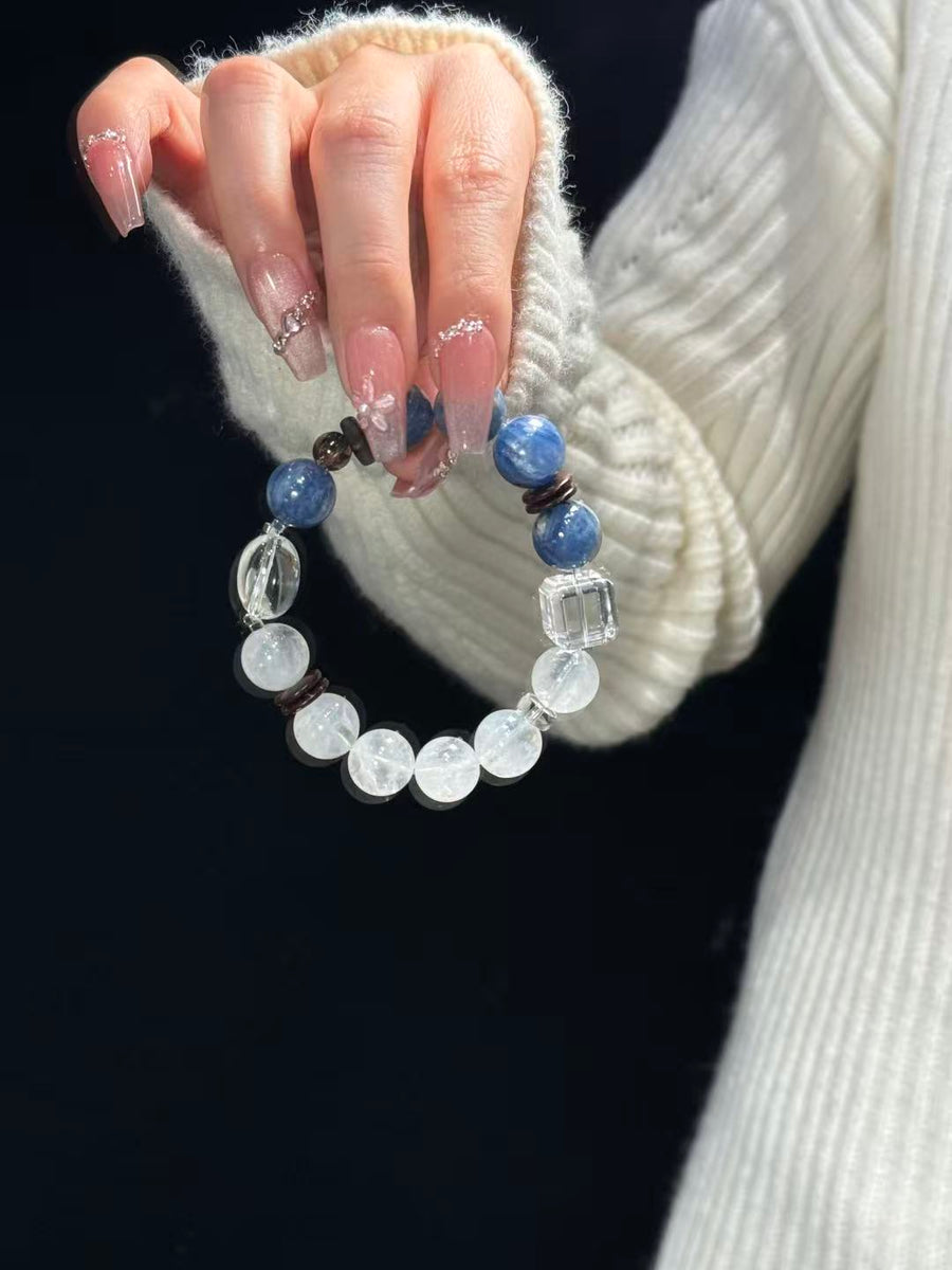 Crystal Paradise Blue & White Crystal Bracelet – Handmade Calm & Protection Energy Jewelry 💙🤍