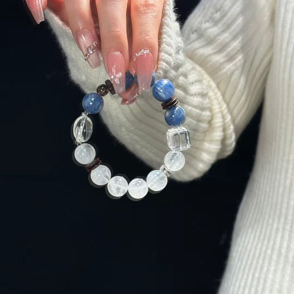 Crystal Paradise Blue & White Crystal Bracelet – Handmade Calm & Protection Energy Jewelry 💙🤍