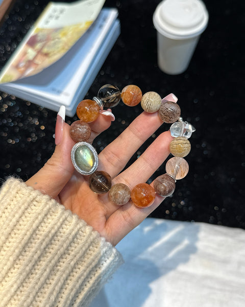 Stellar Revelation Five Elements Energy Bracelet – Handmade Crystal Bead Bracelet for Balance &amp; Vitality