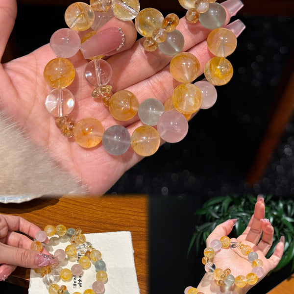 Crystal ParadiseGolden Bloom Crystal Bracelet – Handmade Multi-Stone Layered Energy Jewelry ✨🌼