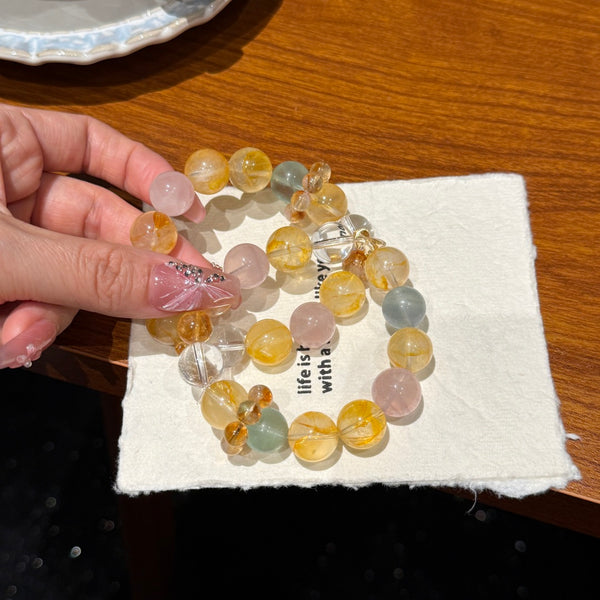 Crystal ParadiseGolden Bloom Crystal Bracelet – Handmade Multi-Stone Layered Energy Jewelry ✨🌼