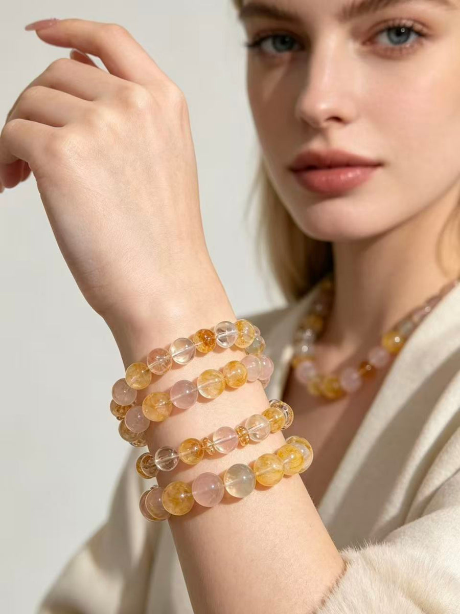 Crystal ParadiseGolden Bloom Crystal Bracelet – Handmade Multi-Stone Layered Energy Jewelry ✨🌼
