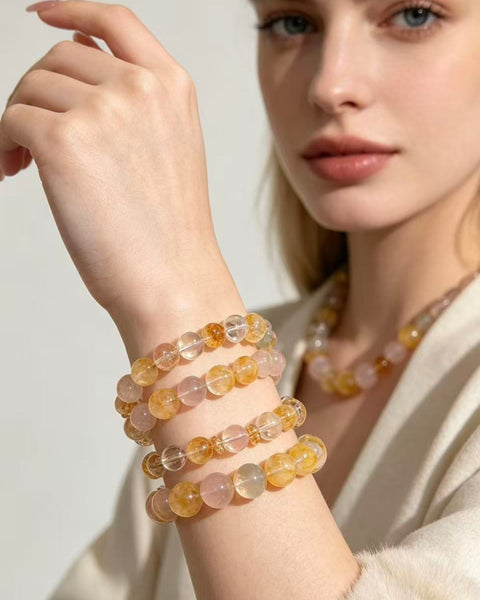 Crystal ParadiseGolden Bloom Crystal Bracelet – Handmade Multi-Stone Layered Energy Jewelry ✨🌼